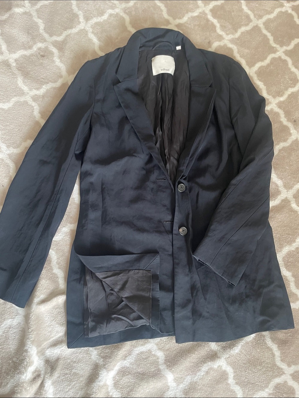 Wilfred Black Satin-Look Single-Breasted Blazer